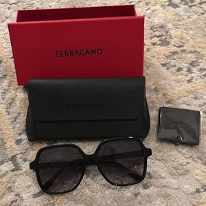 Ferragamo Black Sunglasses with Case